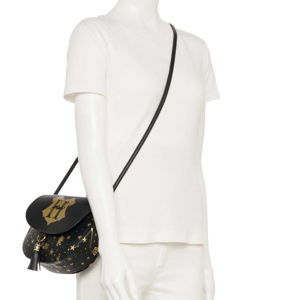 Harry potter Black and Gold Saddle Crossbody Bag with Emblem - Picture 2 of 8